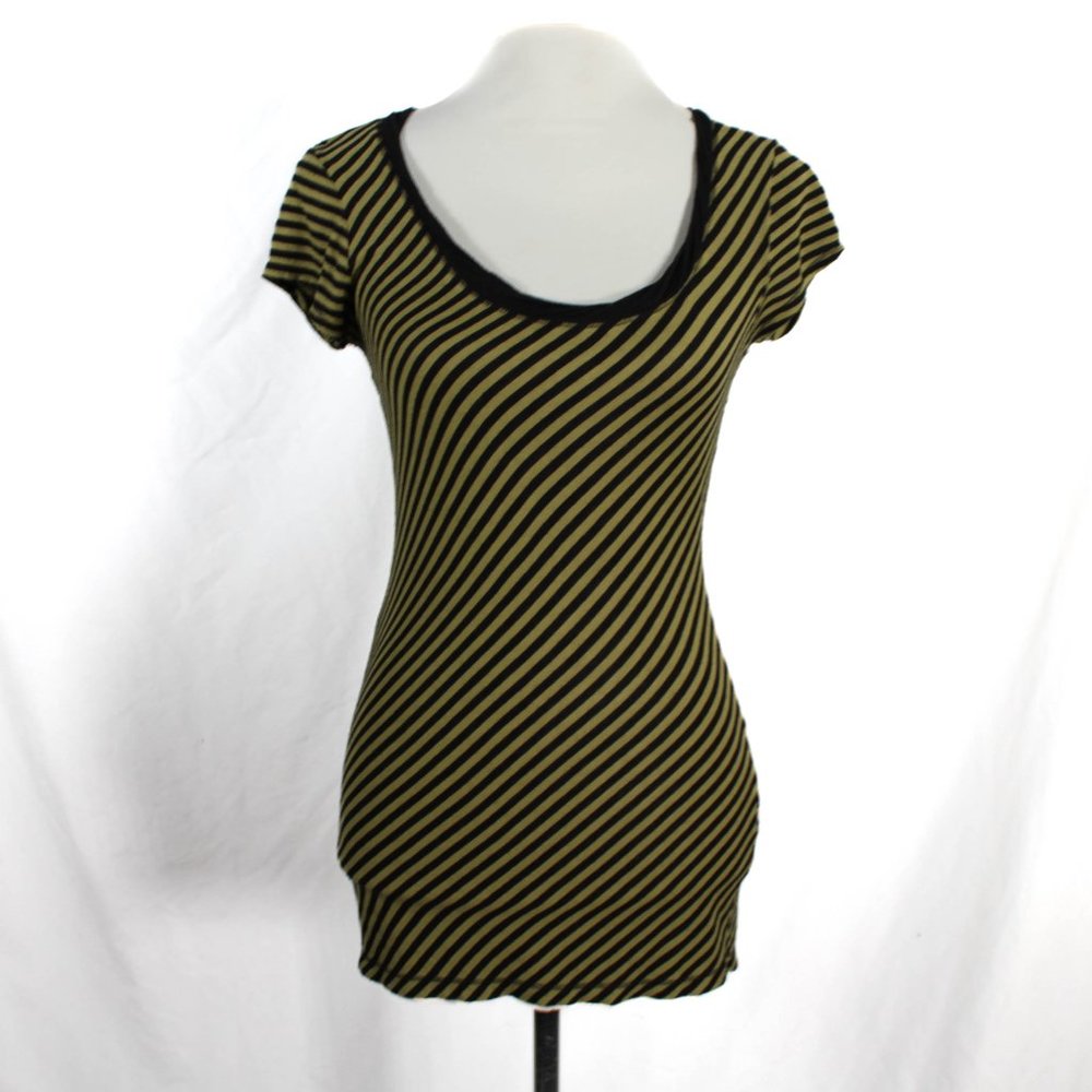 Vintage Y2K Olive Green Black Shirt with Cut Out Back